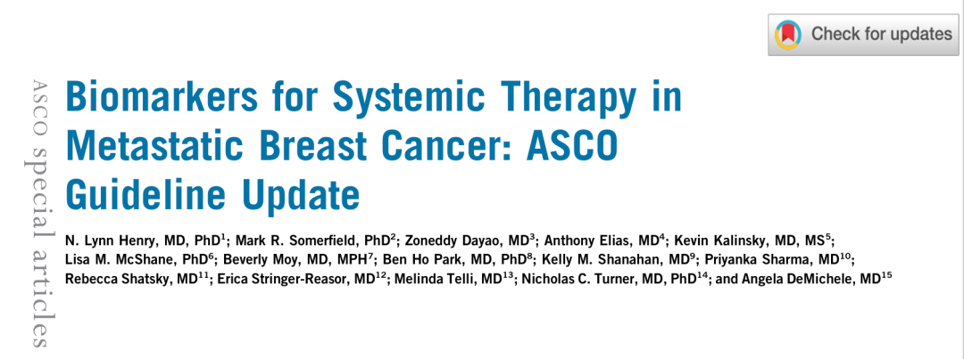 ASCO published an updated guideline on the biological markers for systemic treatment of metastatic breast cancer.